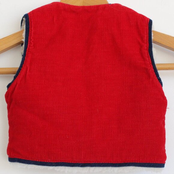 Vtg Billy The Kid Corduroy Vest Snap Front Faux Sherpa Lined Western Red 12 Mo - Picture 3 of 5